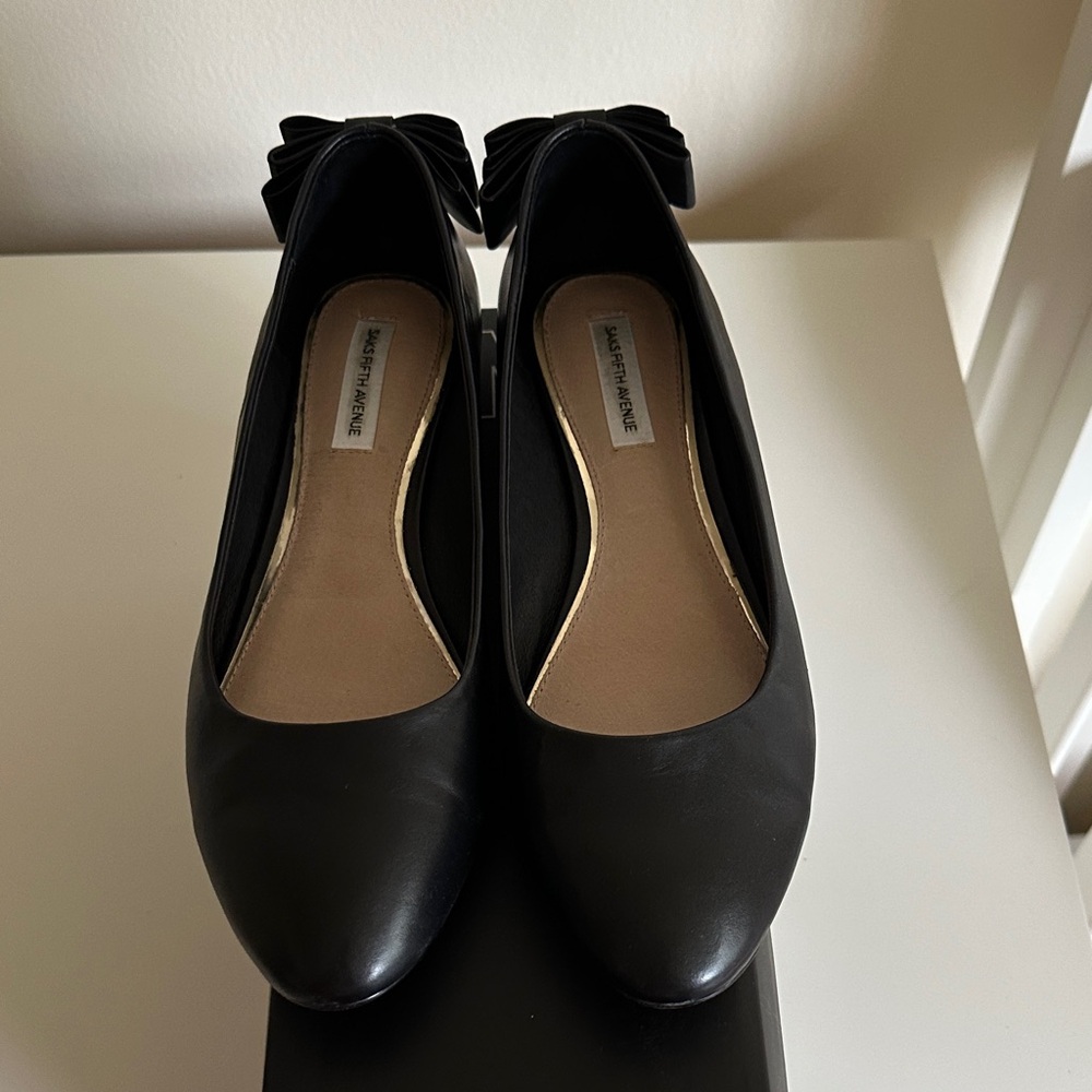 Saks Fifth Avenue Black Leather Flats